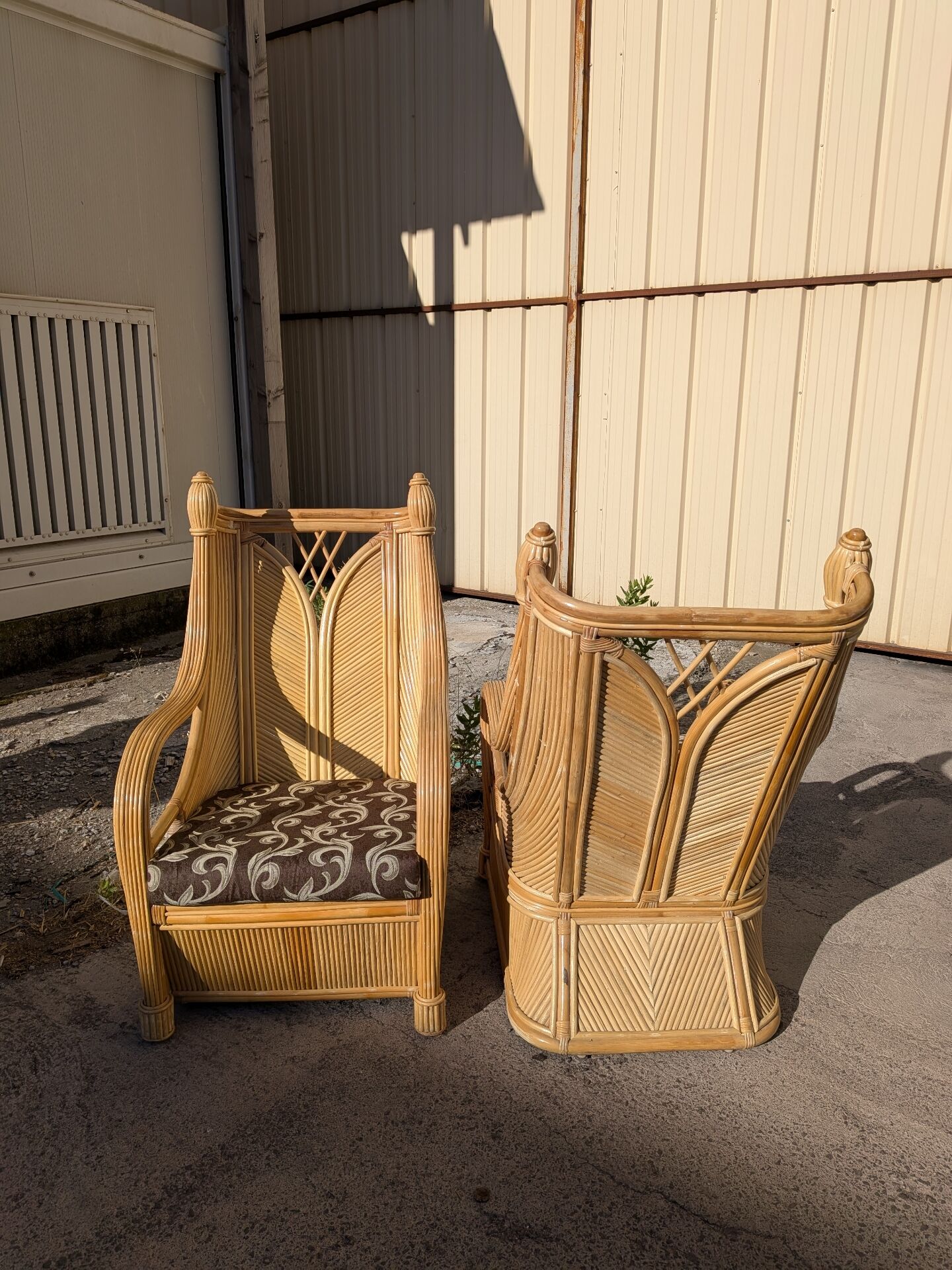 Pair of rattan armchairs
