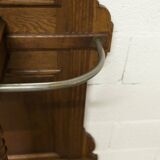 Vestiaire Napoléon III en noyer fin 19e, 3 miroirs, marbre, 8 patères