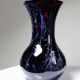 Large vintage purple art glass vase with silver glitter inclusions.