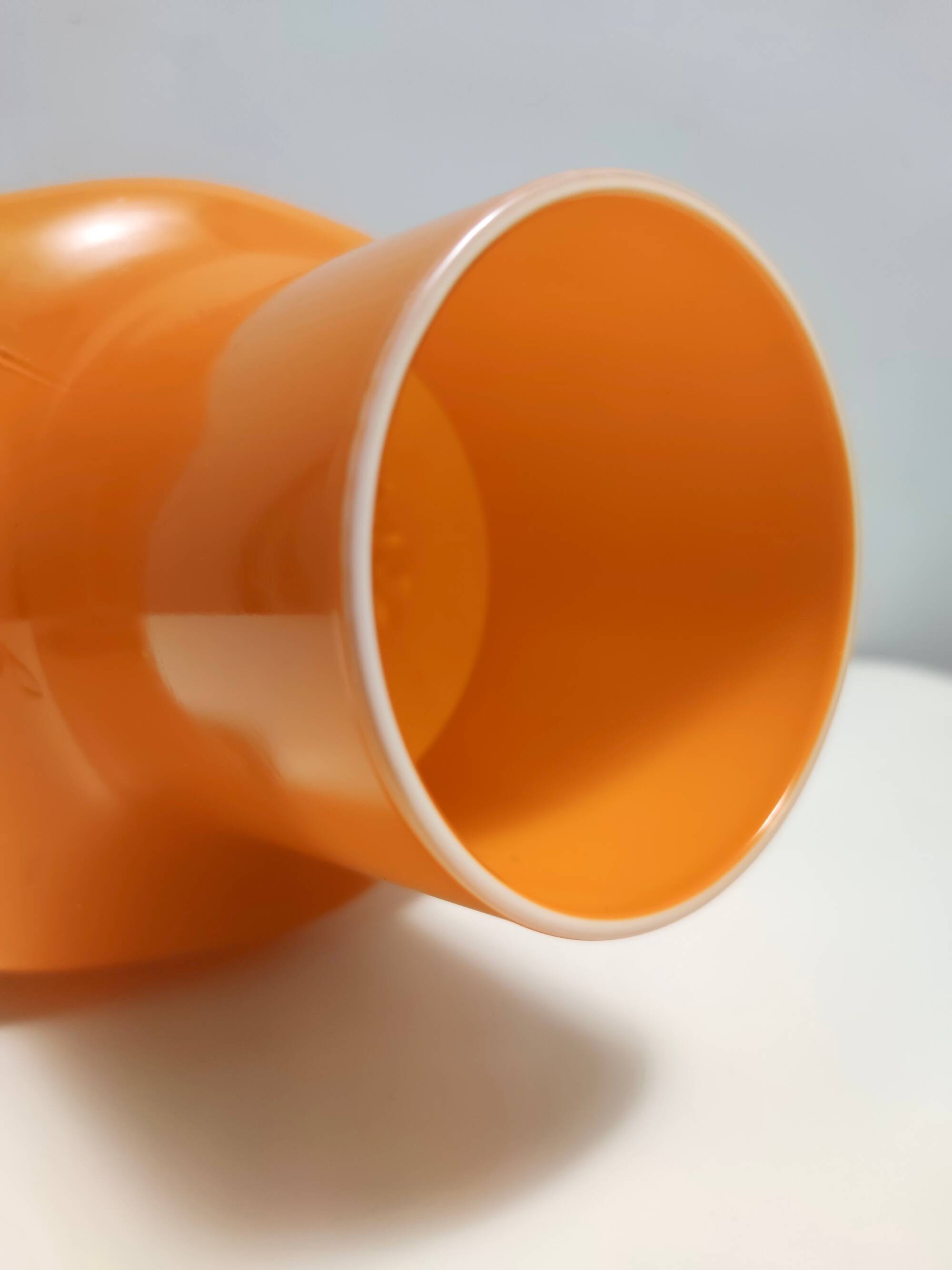 Orange Encased Hand-Blown Glass Flower Vase, Empoli, Italy