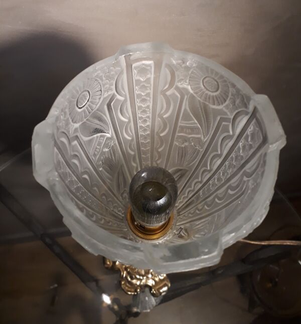 Lampe bronze  art nouveau tulipe pressé du style muller degue schneider 32x10 art deco