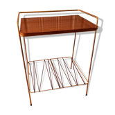Table d'appoint en metal doré et scoubidou