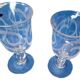 2 verres à pied soufflés gravés décor de guirlandes XIX e