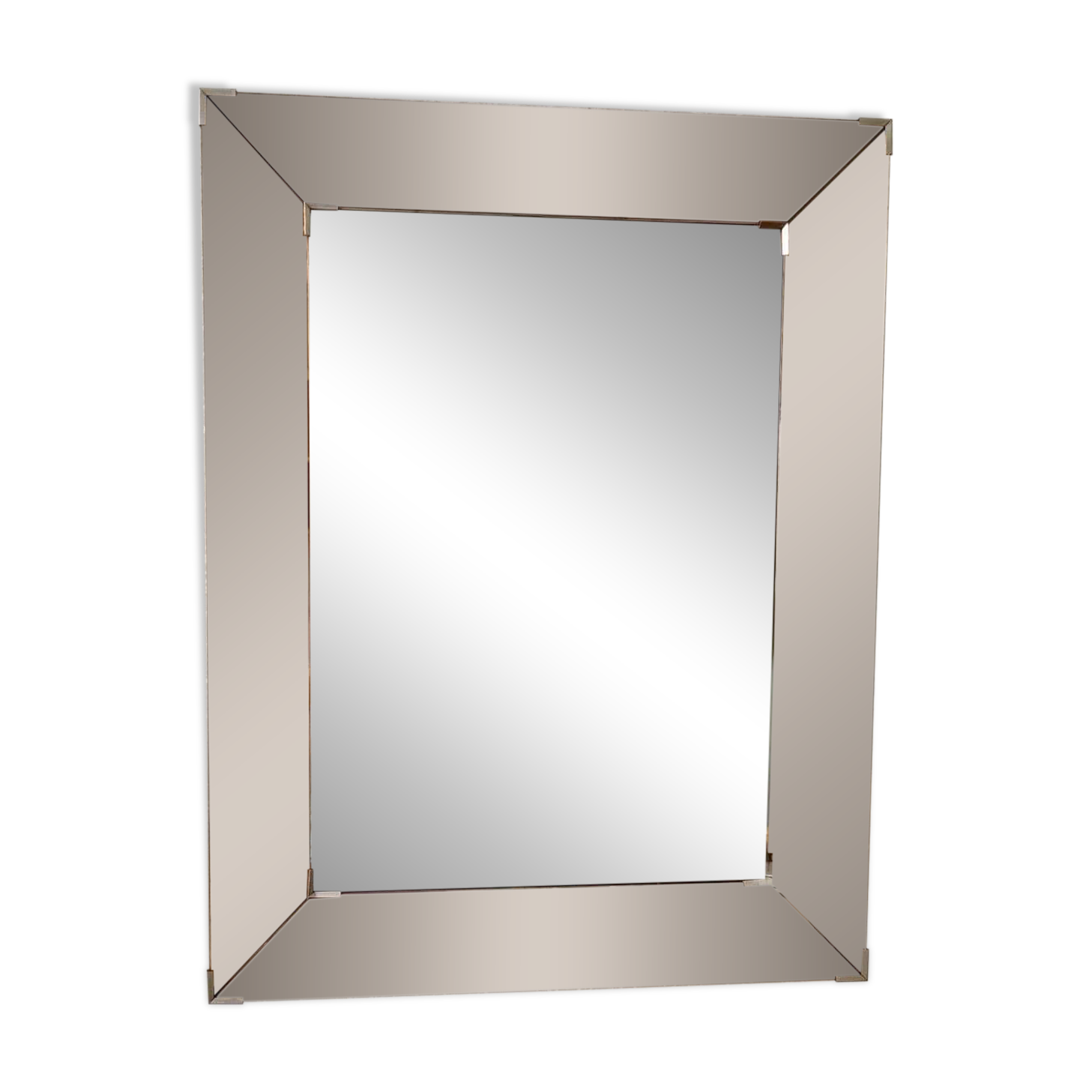Faceted mirror with rose-coloured frame – Italy, 1980s