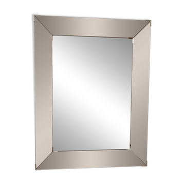 Miroir facetté à encadrement rosé – Italie, années 80