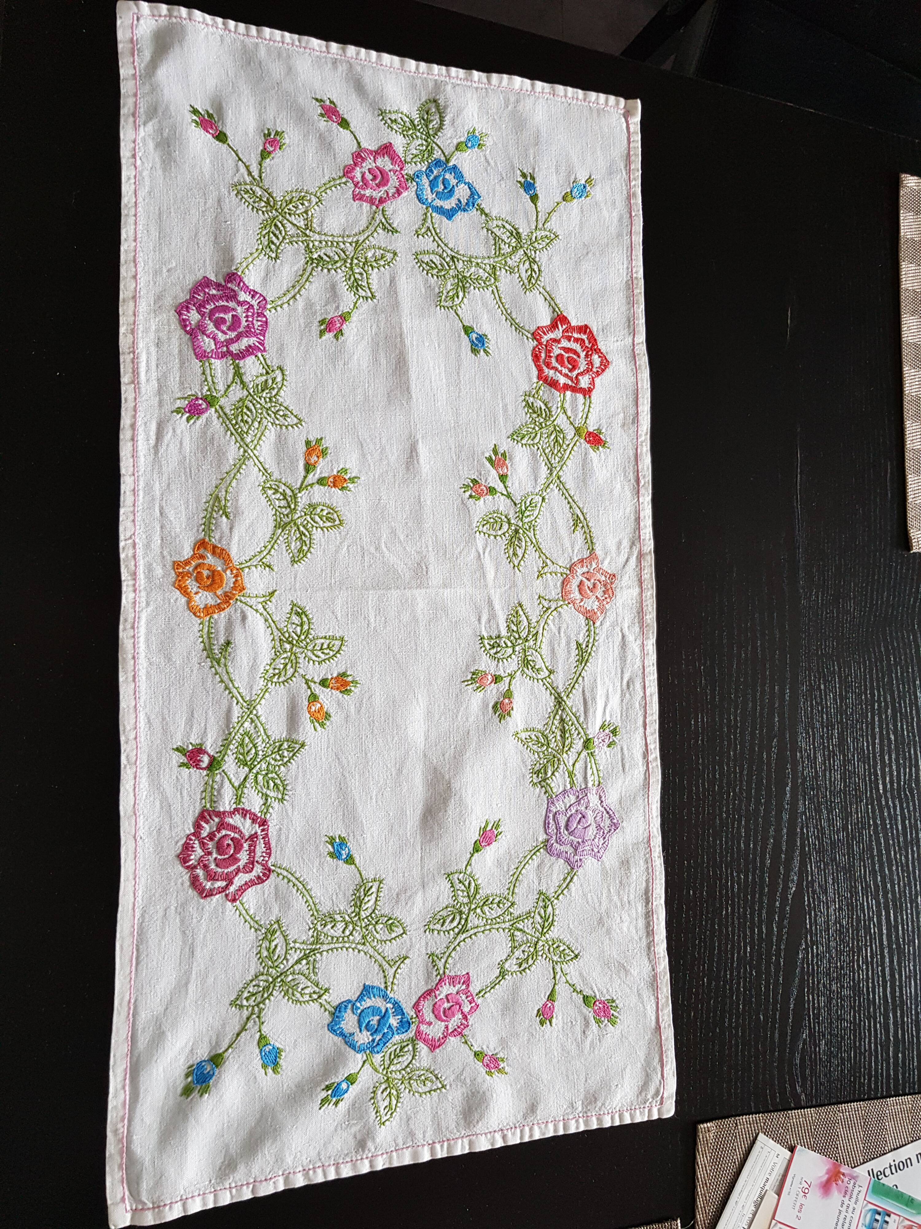 Hand-embroidered placemat