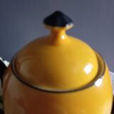 Yellow and black teapot, floral medallion, Deuschland porcelain, circa 1920