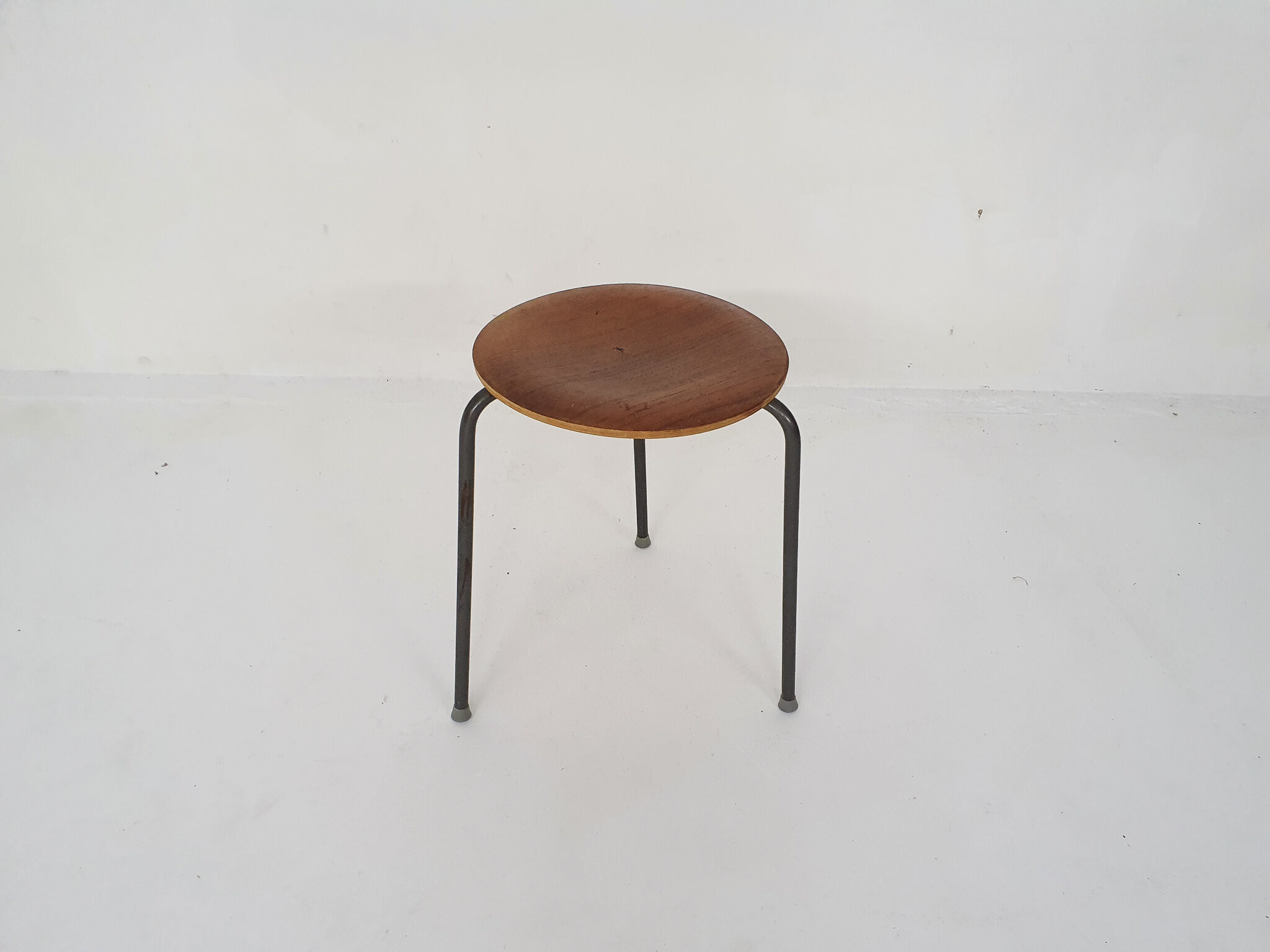 Teak and metal tripod stool, Denmark 1960's