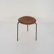 Teak and metal tripod stool, Denmark 1960's