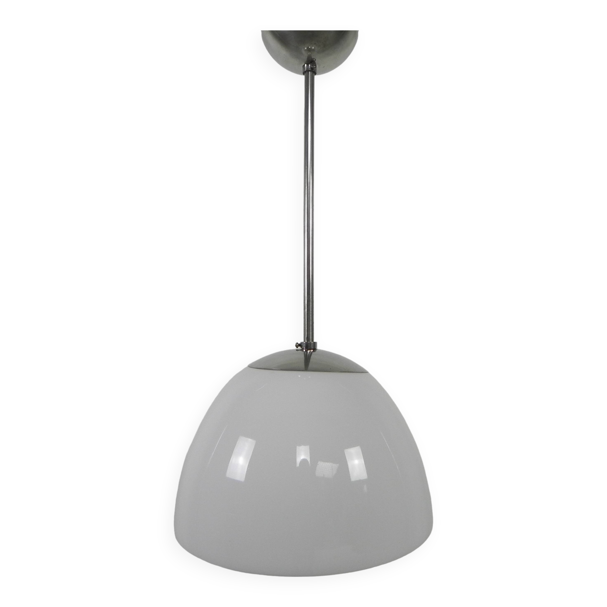 Old school lamp with large glass ball in opal glass, 1930s