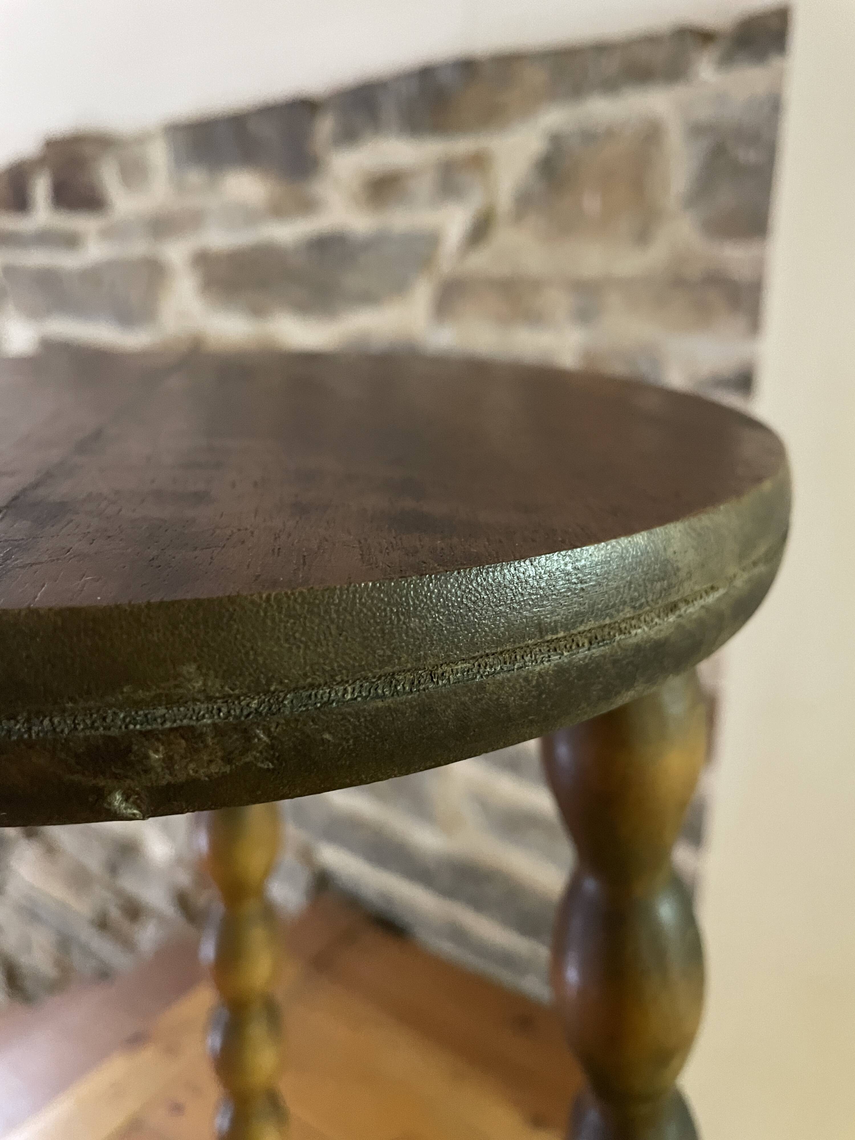 High stool in beaded wood - spool legs