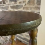 High stool in beaded wood - spool legs