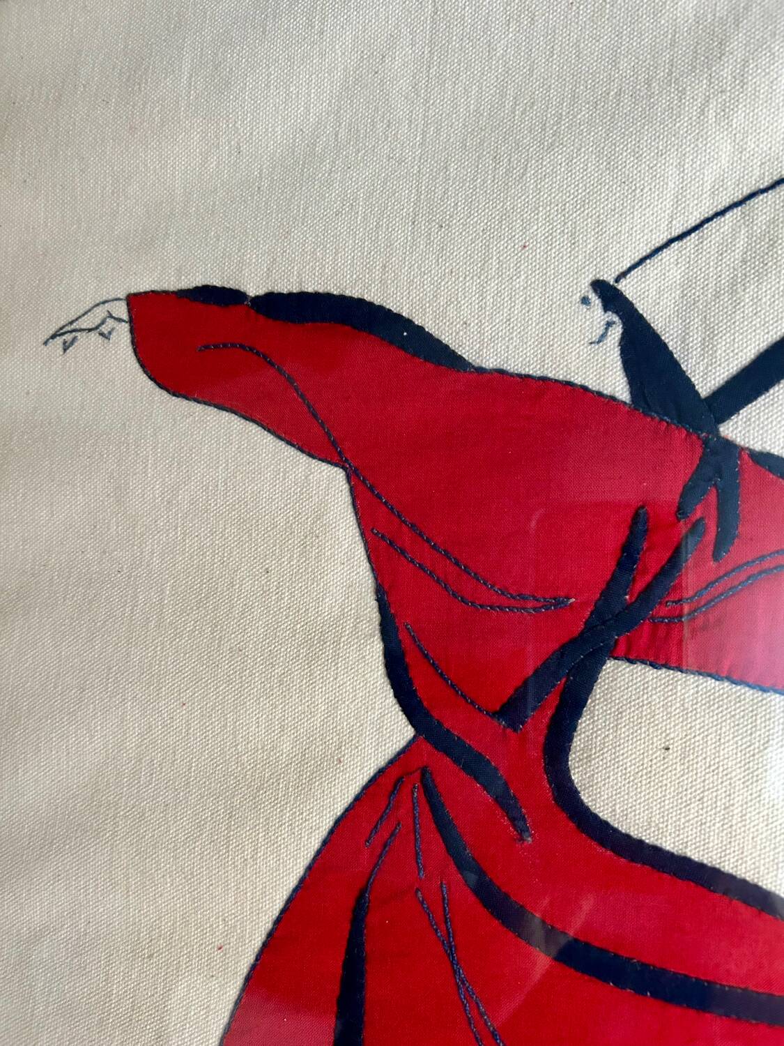 Contemporary Art Painting Signed 1992 Embroidered - Whirling Dervish - Framed
