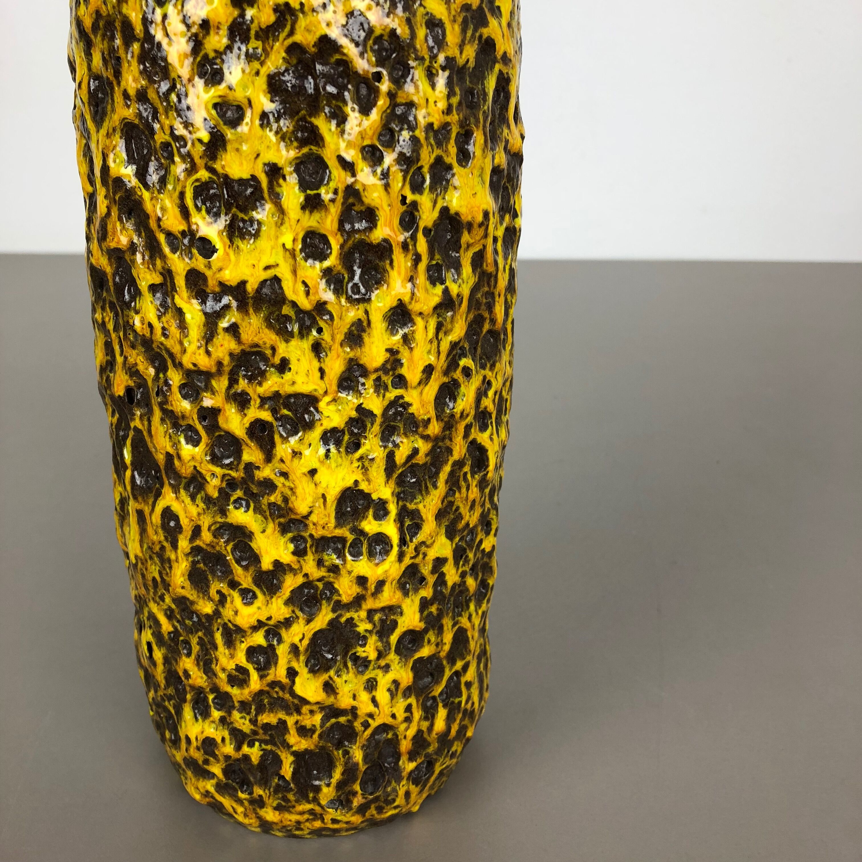 Pottery Super Yellow Color Fat Lava Multi-Color Vase Scheurich WGP, 1970s