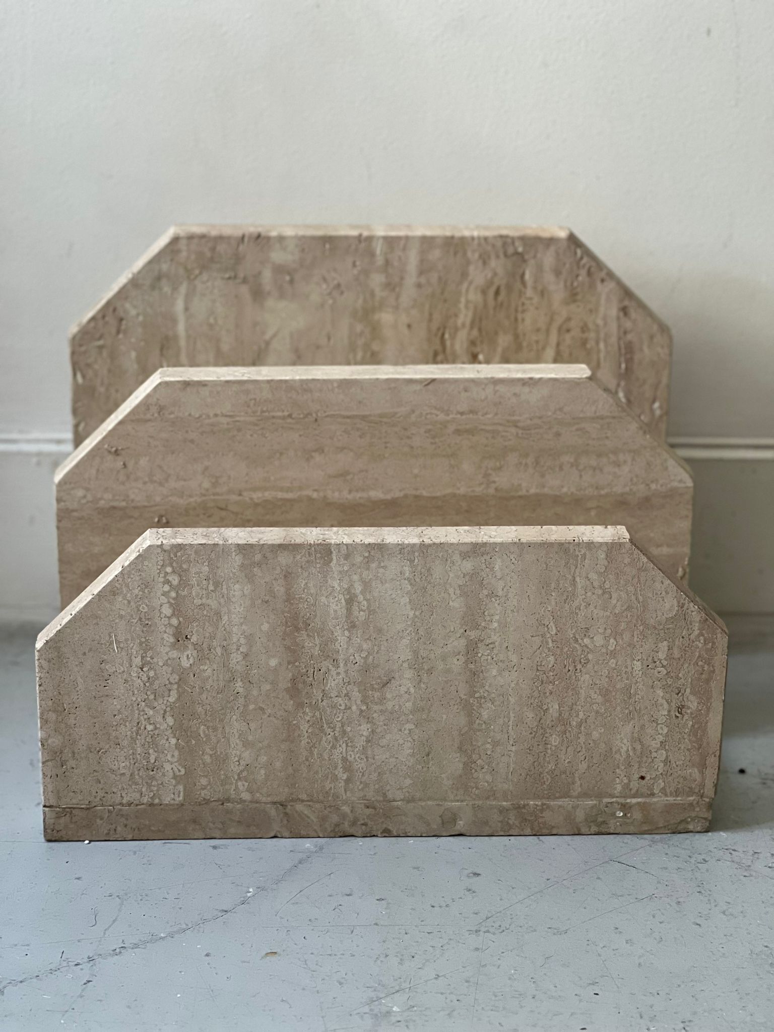 Travertine magazine holder, italy 1970