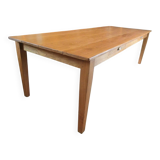 Solid oak farmhouse table, gilded and patinated, two drawers, 260 x 100 cm