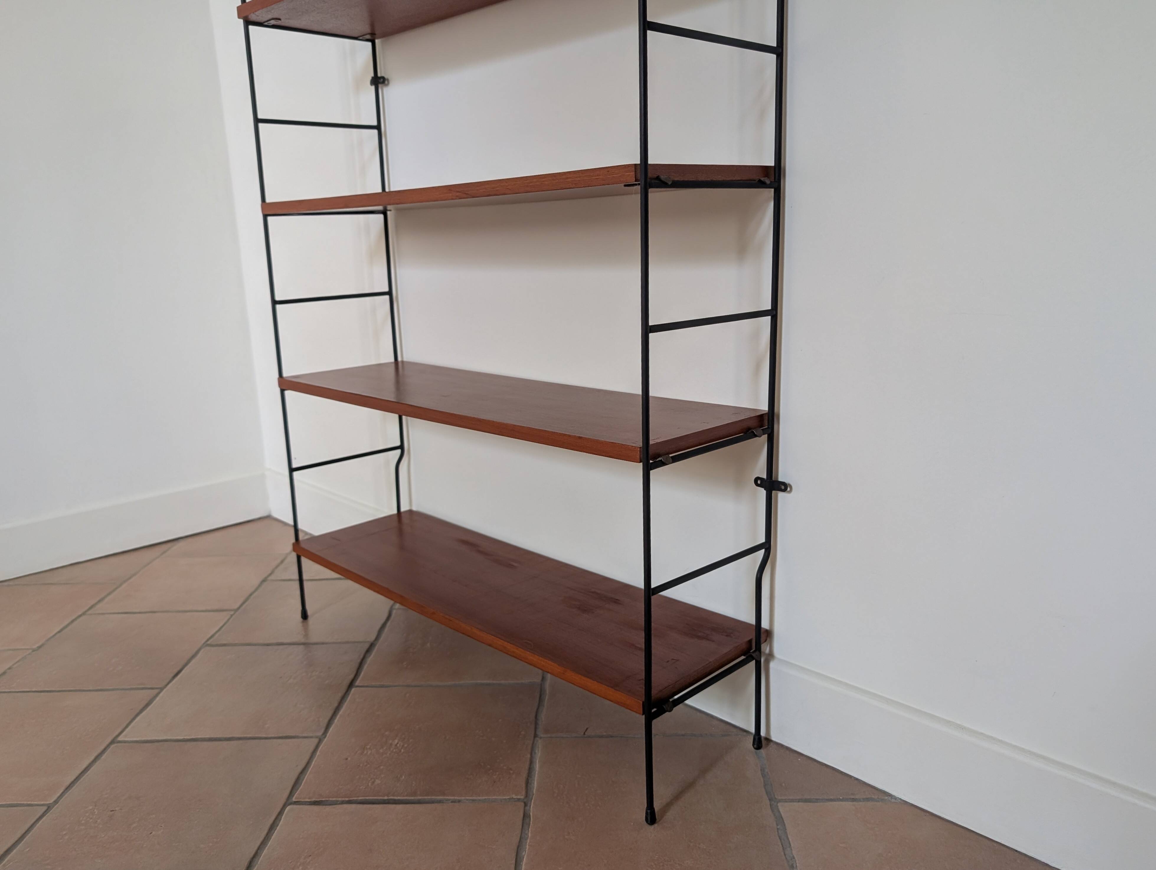Etagère bibliothèque murale métal et bois 60'