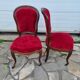 Chaises Louis XX, noyer & velours rouge