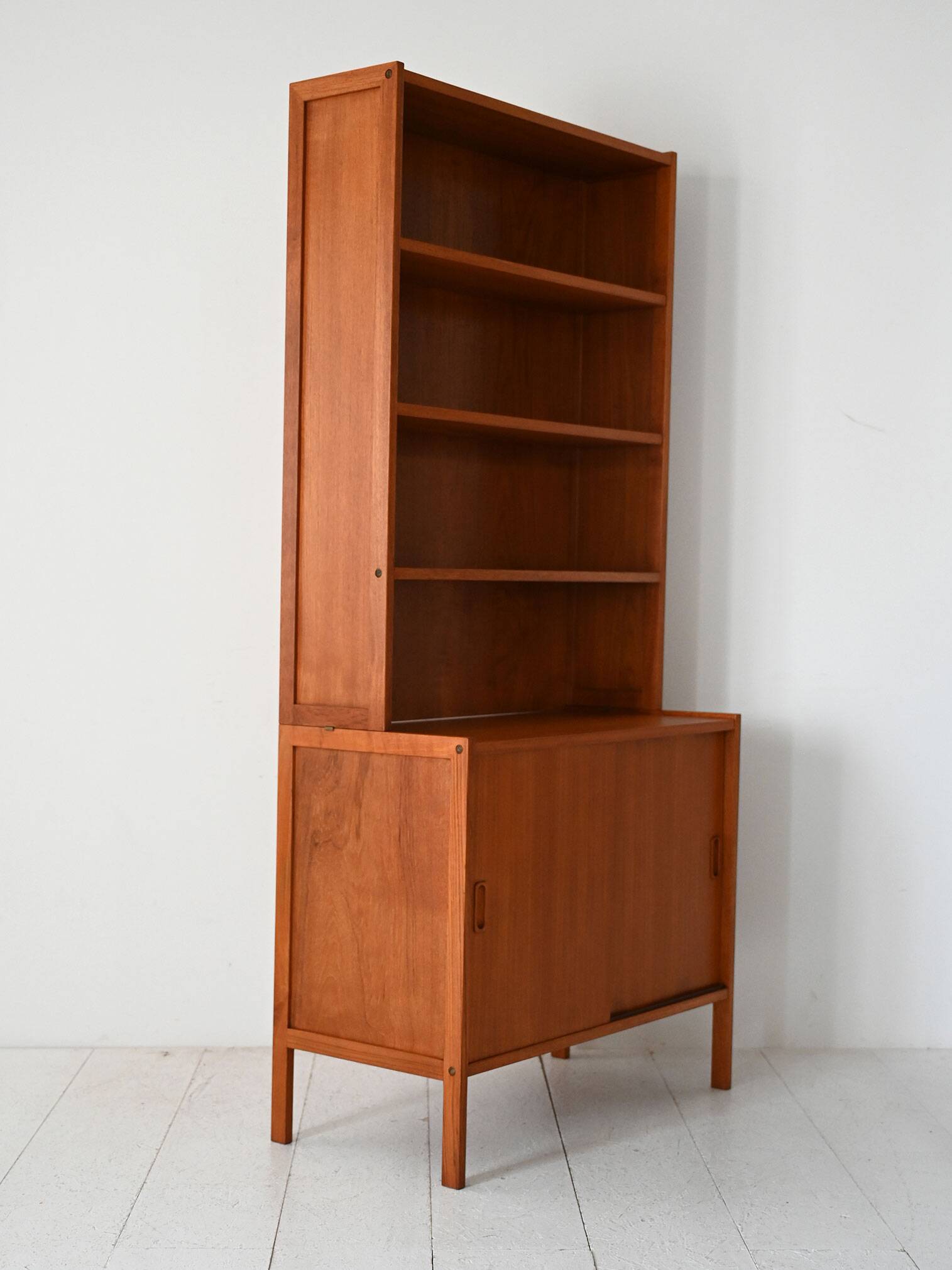 Vintage Scandinavian Teak Bookcase with Exposed Joinery