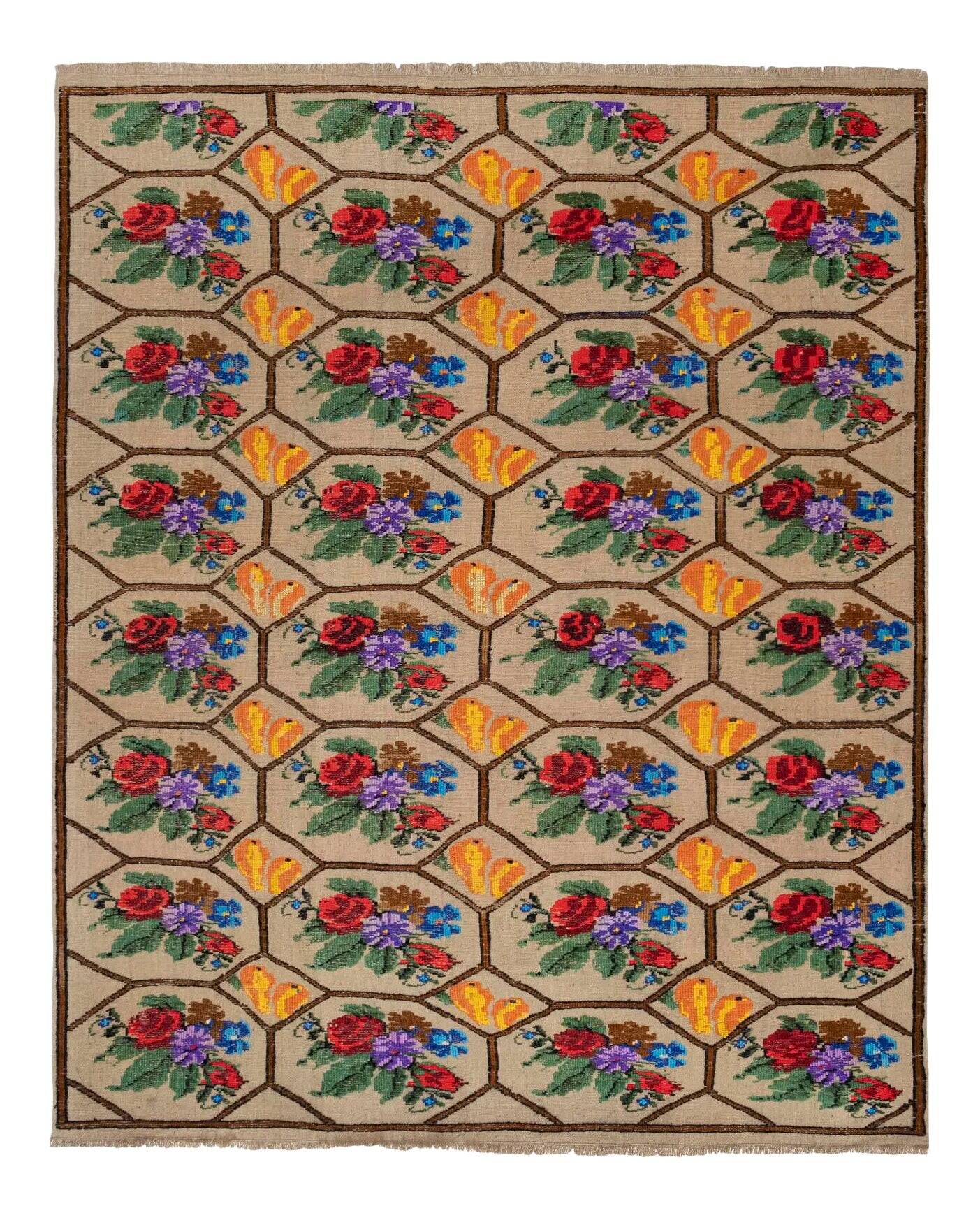 Vintage Turkish kilim handwoven 150x183 cm