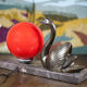 Lampe signé M.Leducq, lampe à poser cygne régule sur marbre, lampe boule, lampe art déco, 30's