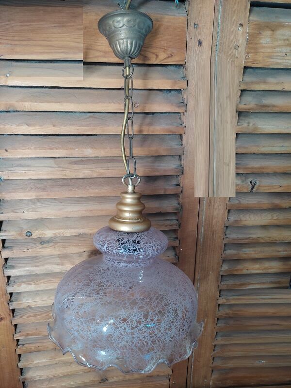 Original suspension lamp molded glass globe lace Rose edging dp 1122213