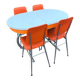 Formica leatherette chair with orange table, vintage 70s Space Age
