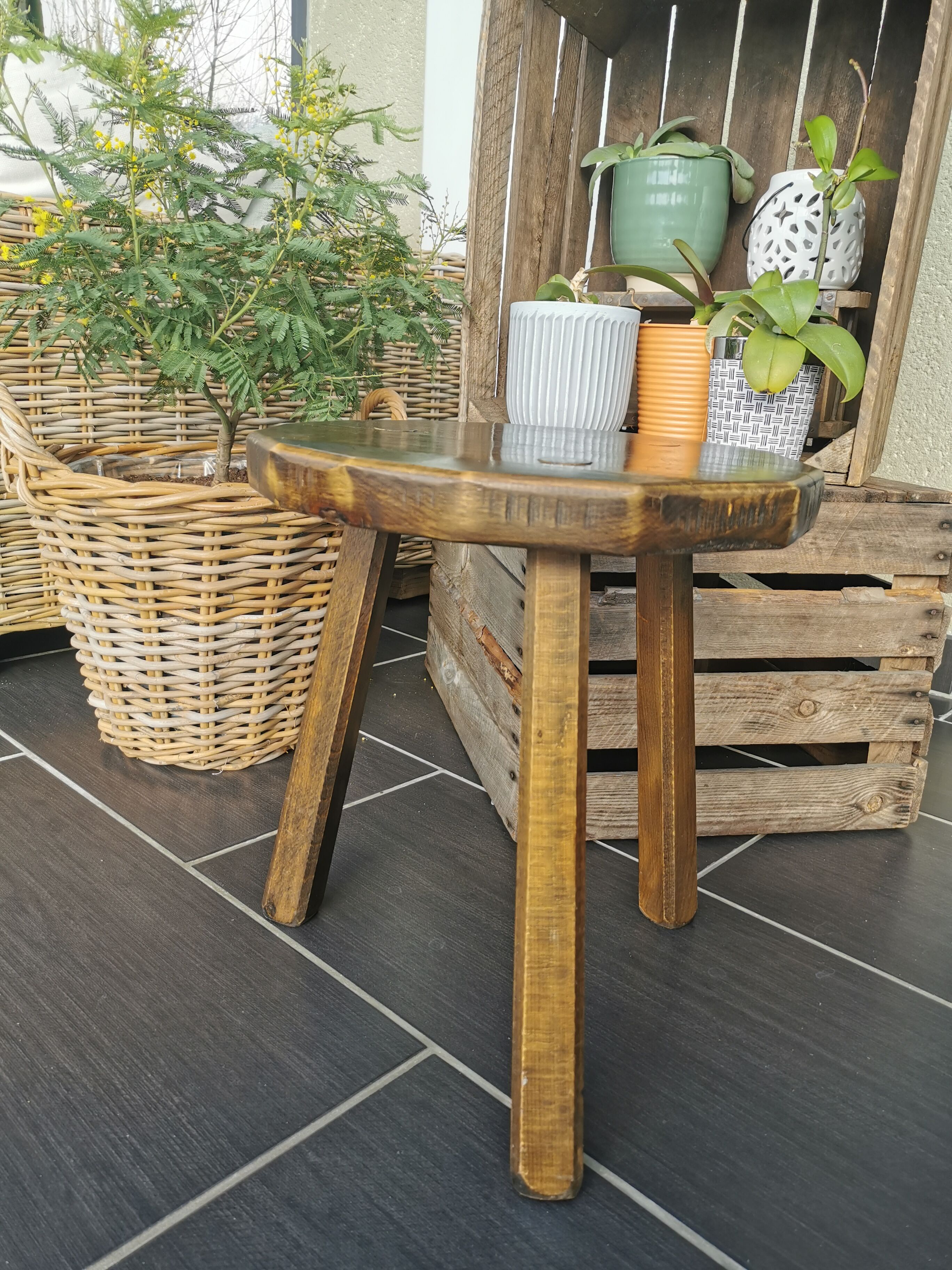 Handmade tripod stool