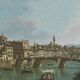 Oil on panel "The Arno at the Santa Trinita Bridge"