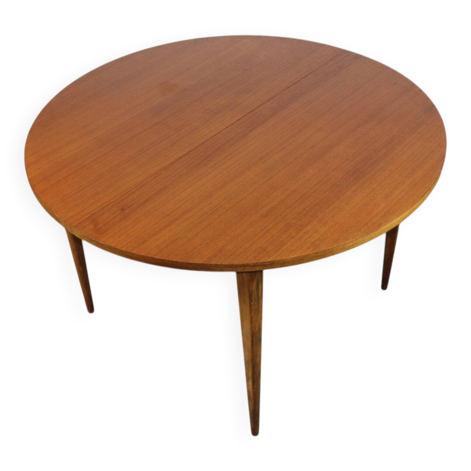 Table de repas ronde extensible en teck – années 60