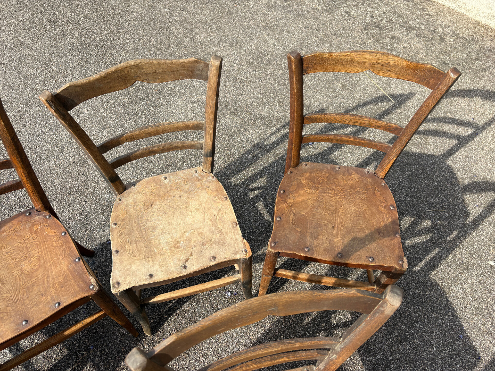 Studded bistro chairs with patterns
