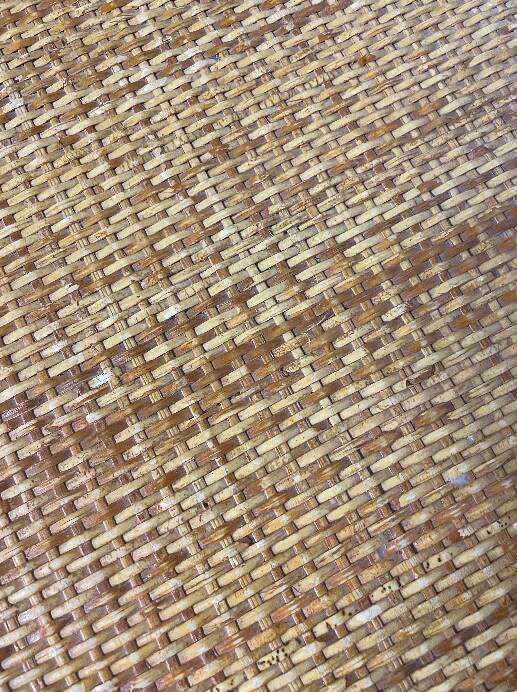 Vintage wooden and rattan chest of drawers