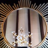 Golden metal 1950s sun mirror 45cm