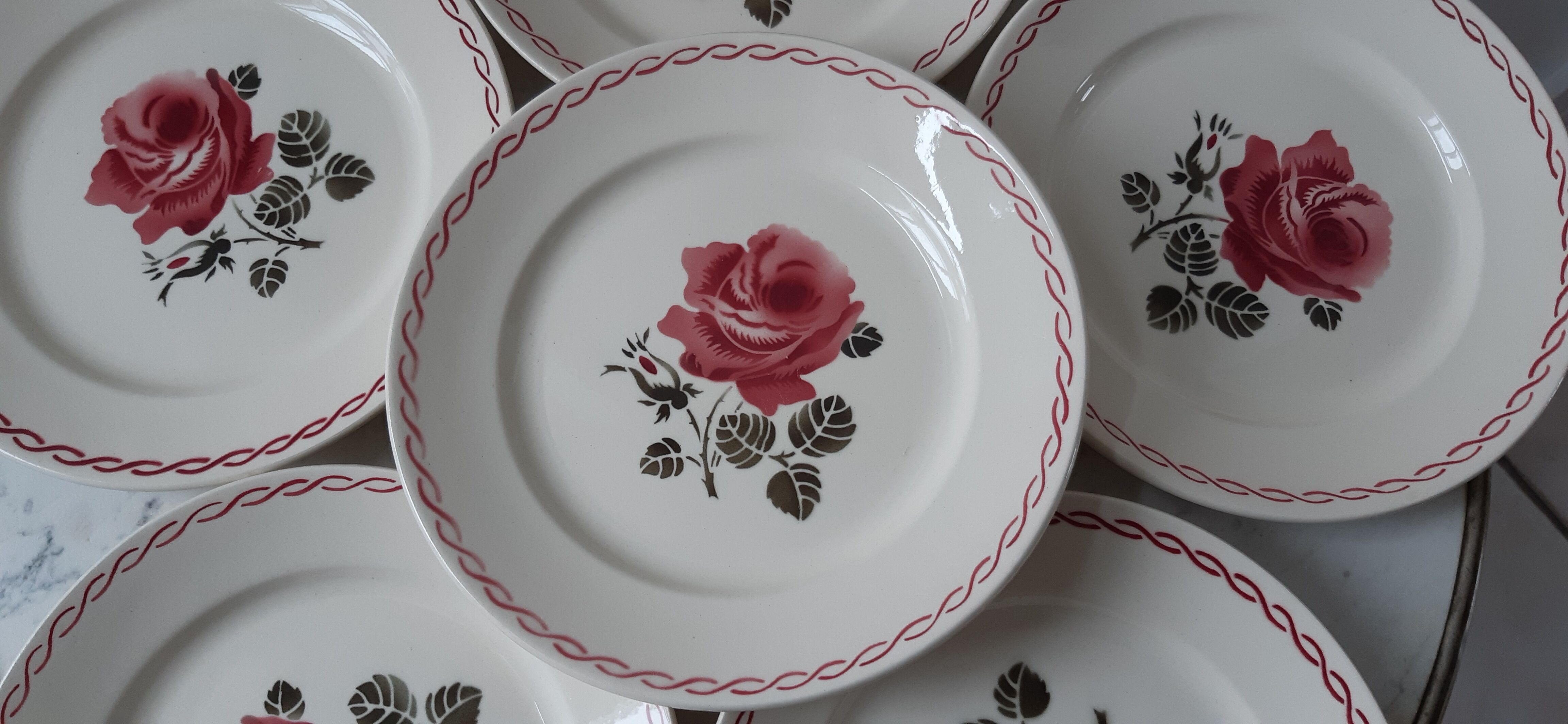 Set of 6 flat plates Badonviller years 30-40