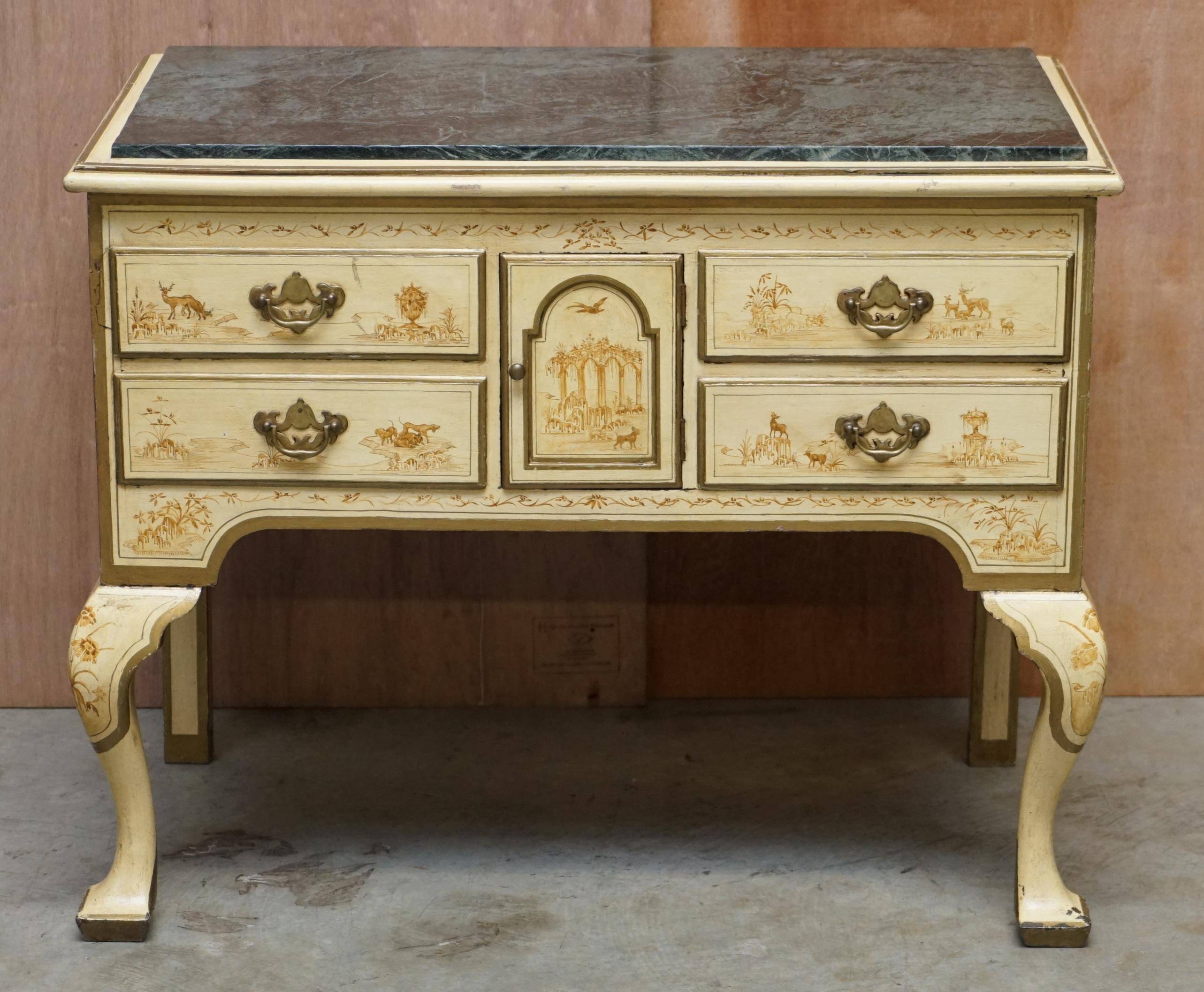 Chinoiserie Buffet with Marble Top in Chippendale Style