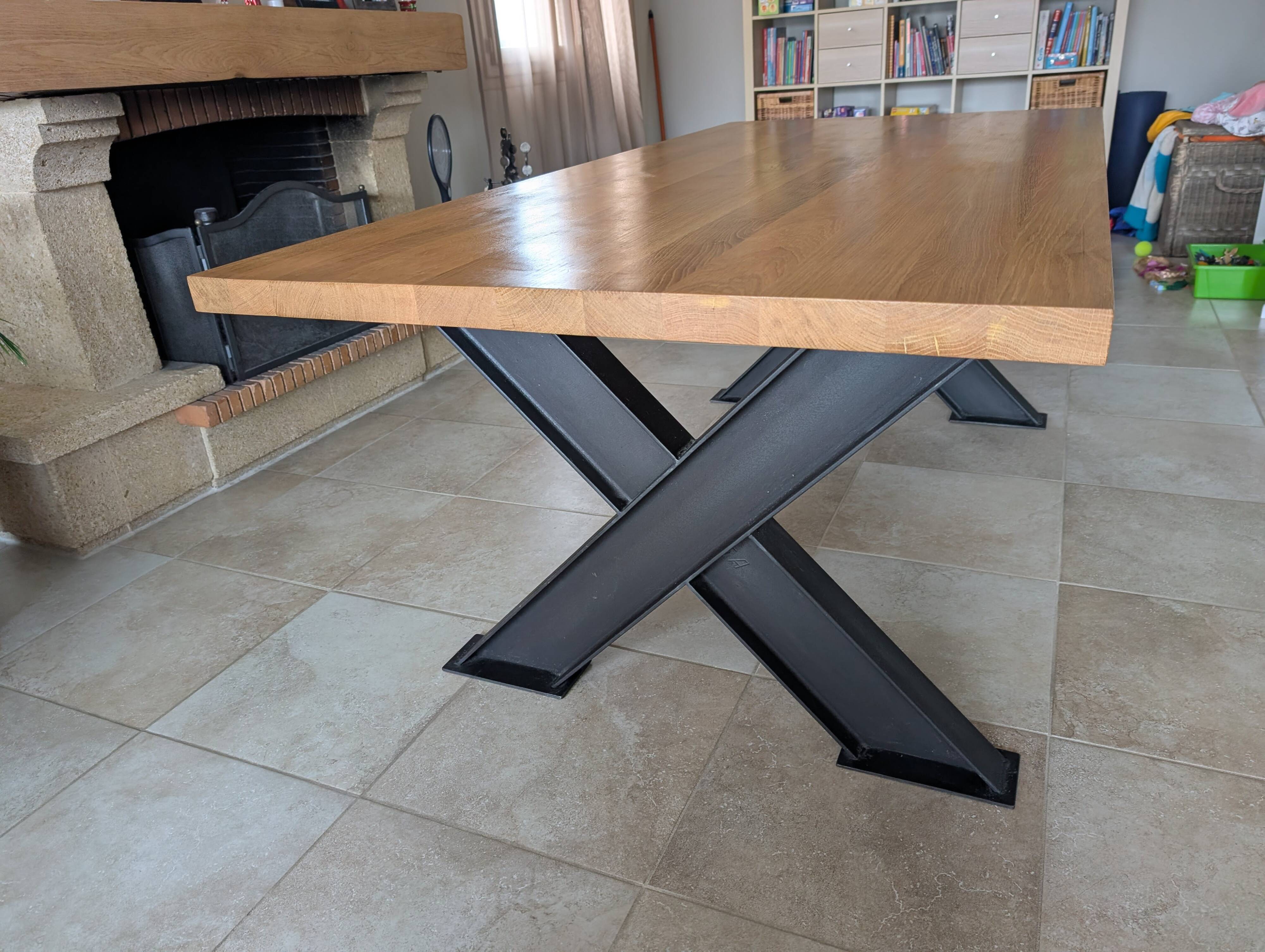 Solid Oak & IPN Steel Table - 200 x 100 - Artisan Creation
