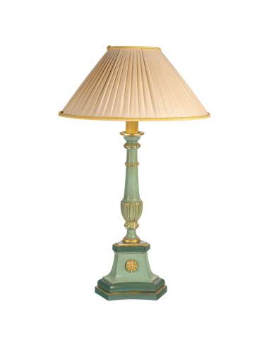 Carved, lacquered and gilded wooden lamp, 1950-1960, Louis XVI style.