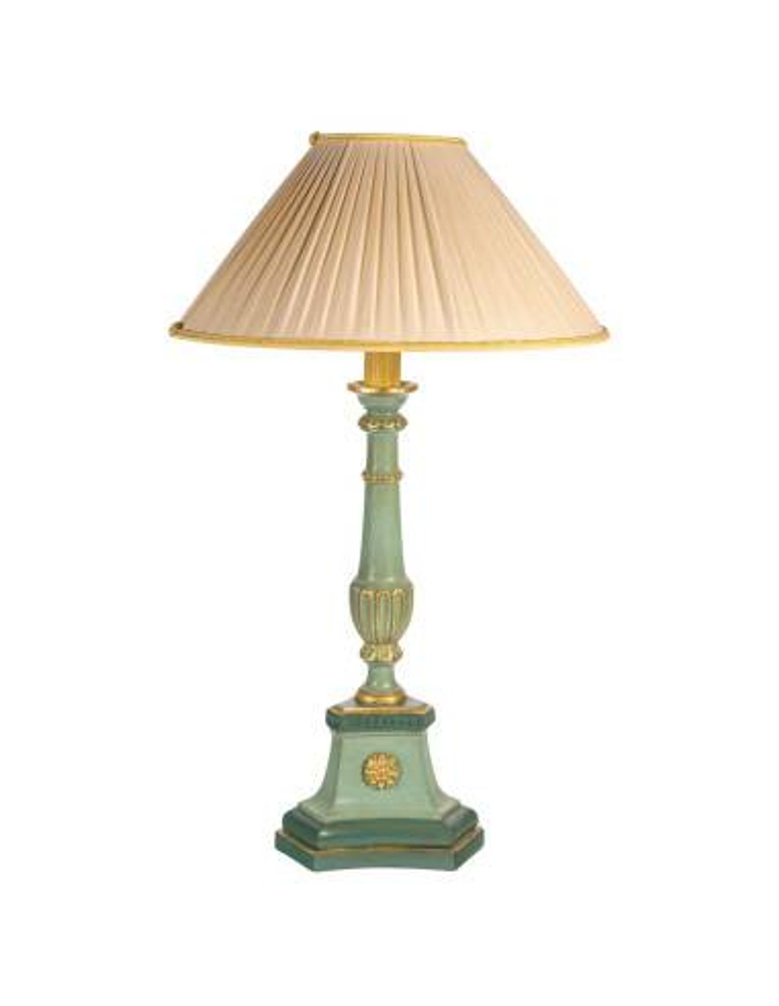 Carved, lacquered and gilded wooden lamp, 1950-1960, Louis XVI style.