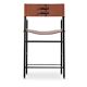 Set of 3 Counter Bar Stools with Backrest Natural Tan Saddle Black Rubber Metal