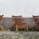Trio de 3 fauteuils chaises rotin bambou vintage 1950