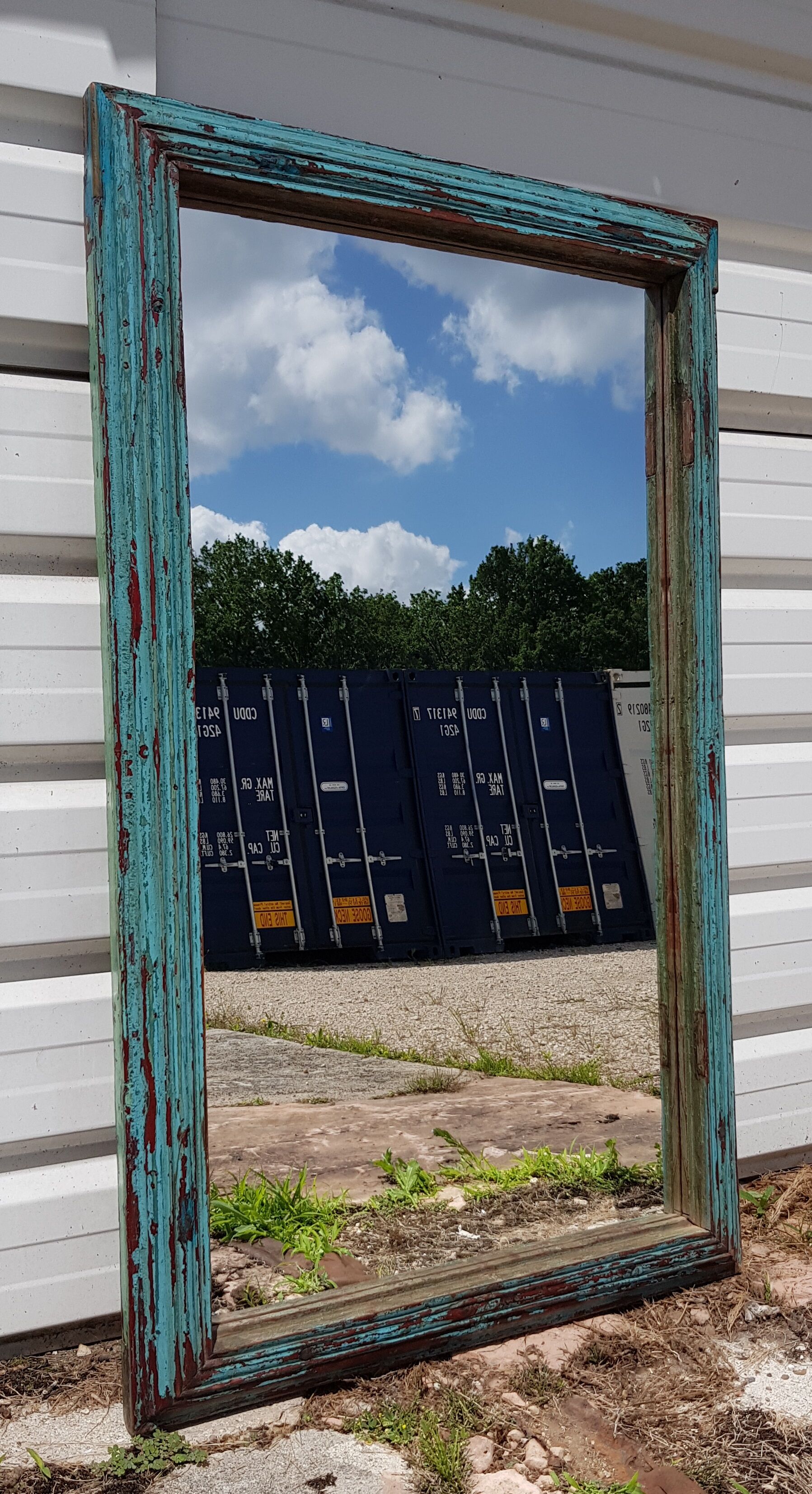 Ancient Burmese teak mirror