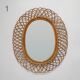 Wall mirror with rattan frame, 1950s