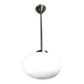 Lampe suspendue en verre blanc ovale Art Déco
