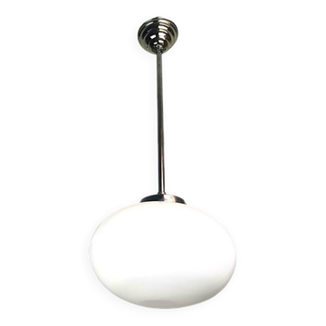 Art Deco oval white glass hanging lamp