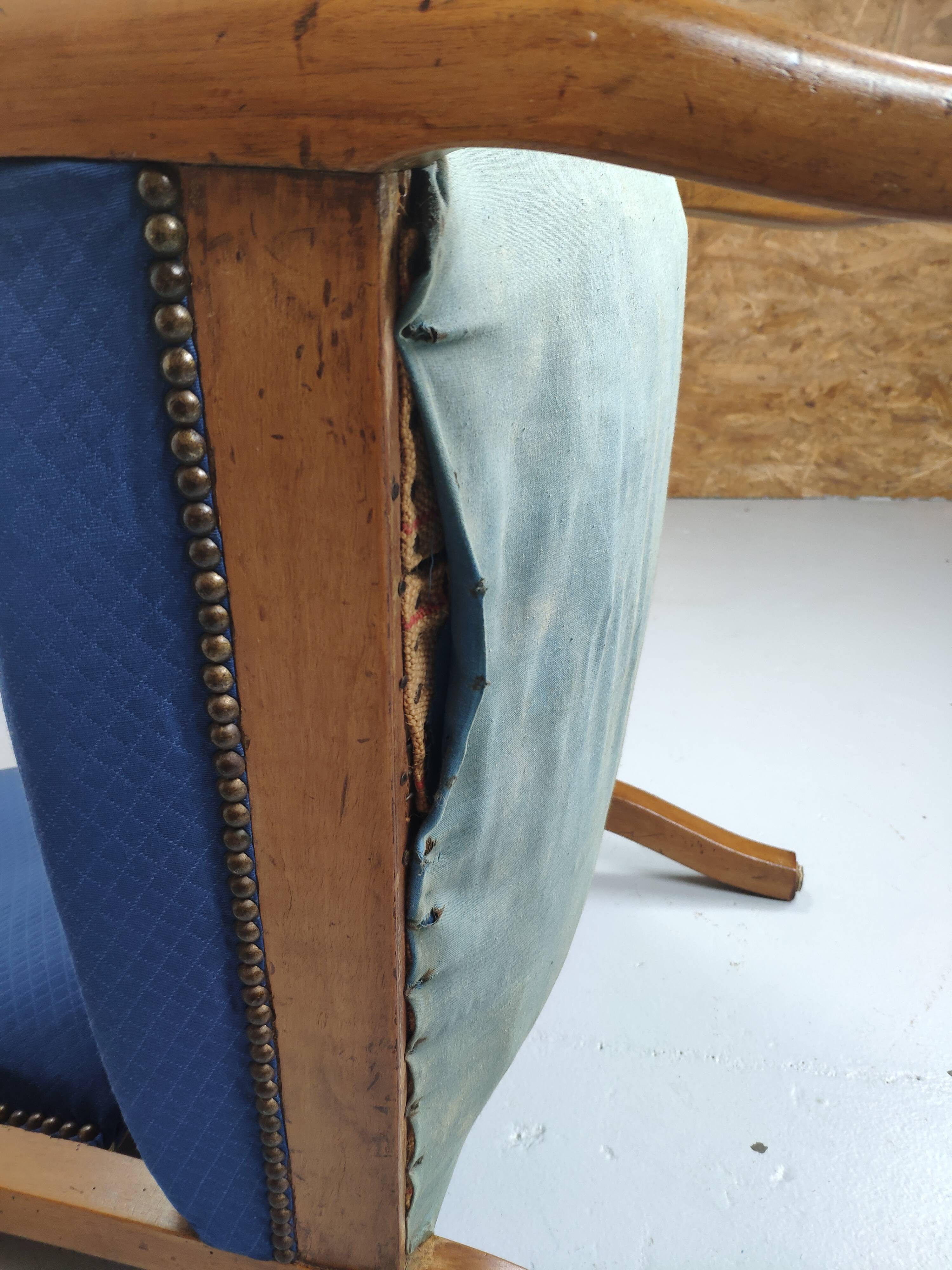 Armchair voltaire blue fabric
