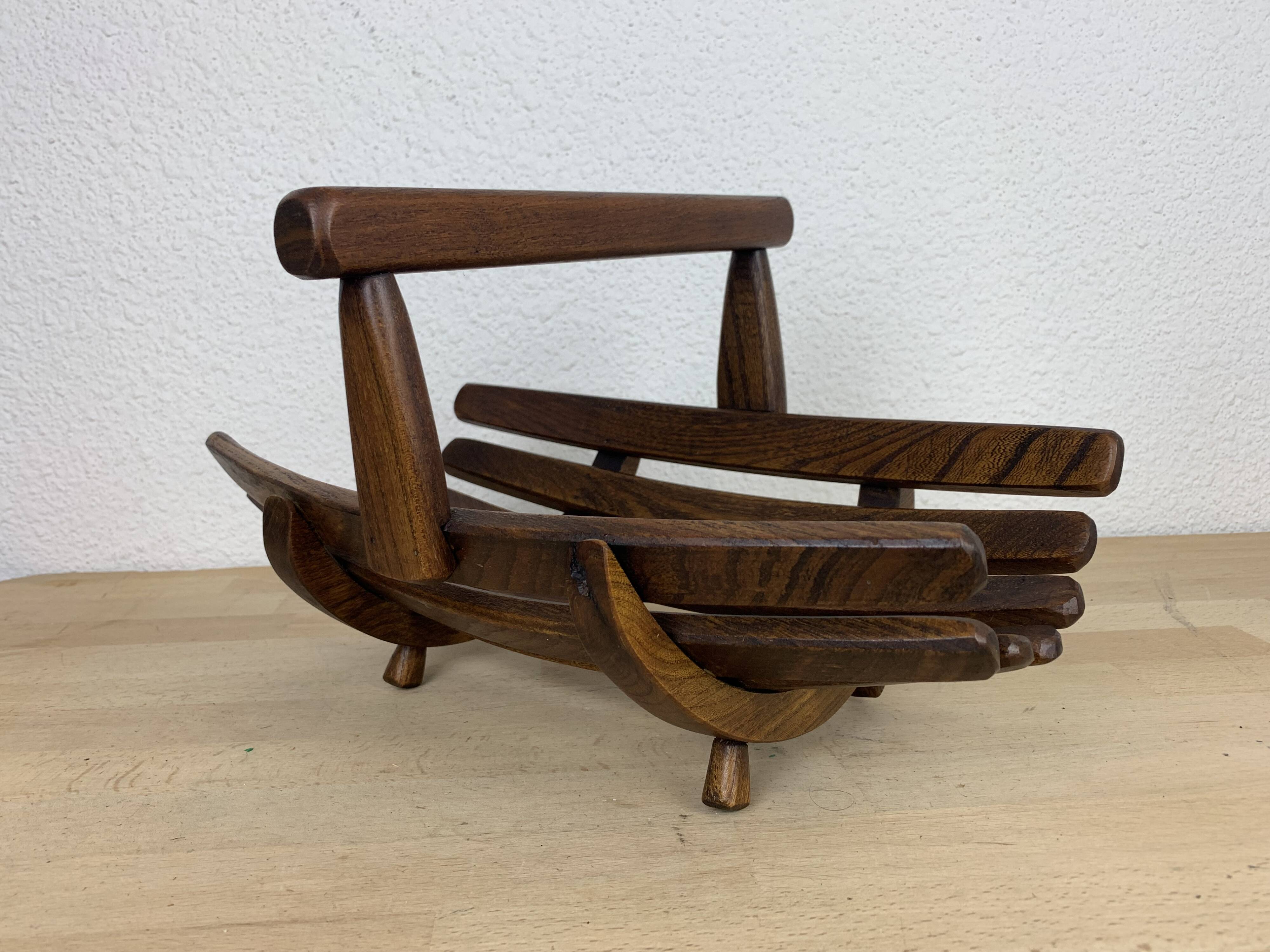 Brutalist wooden Scandinavian fruit basket