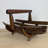 Brutalist wooden Scandinavian fruit basket