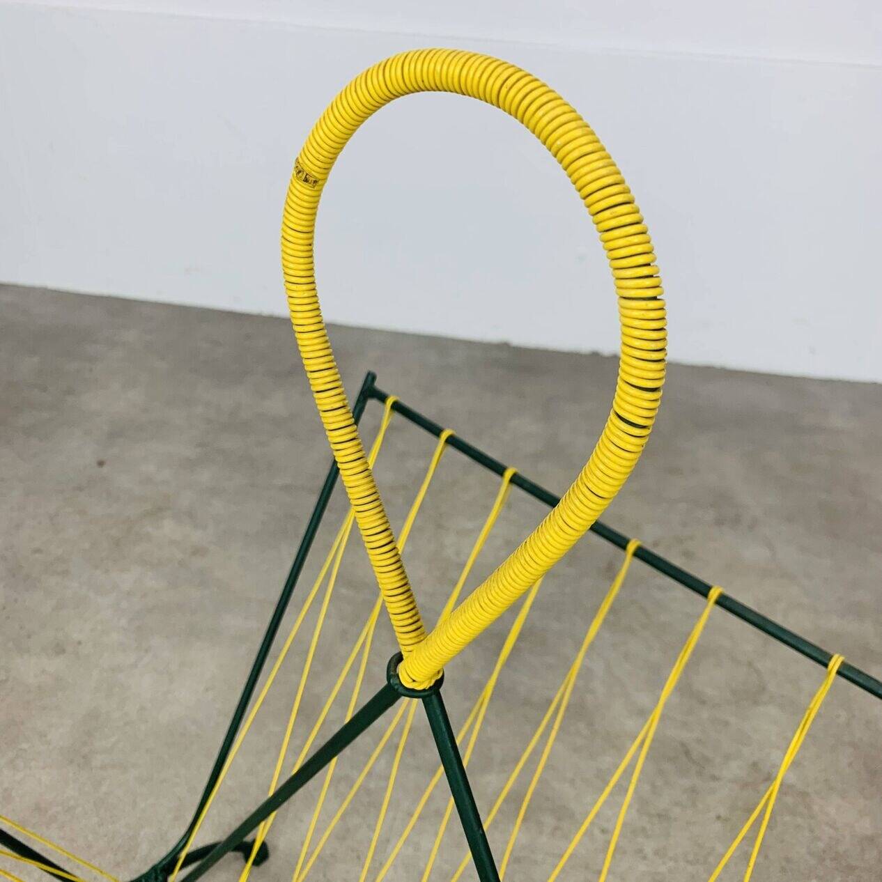 50s metal magazine rack with scoubidou