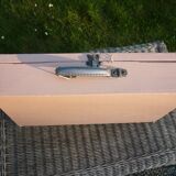 Pink wooden suitcase