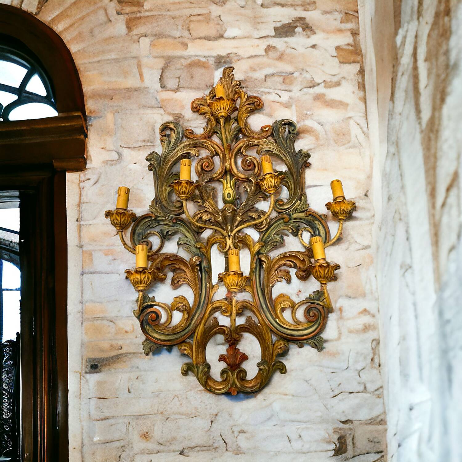 Large Italian Wooden Sconces 1950’s